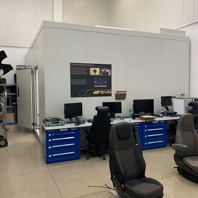CVC lab workspace with computers and ergonomic chairs for testing.